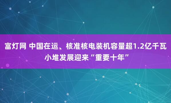 富灯网 中国在运、核准核电装机容量超1.2亿千瓦 小堆发展迎来“重要十年”